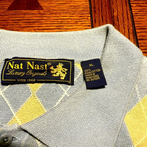 VINTAGE Nat Nast Original Argyle Shirt/Sweater - 100% Peruvian Cotton - Picture 4 of 5